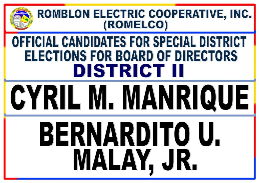 Official Candidates for Special District Election for Board of Directors.