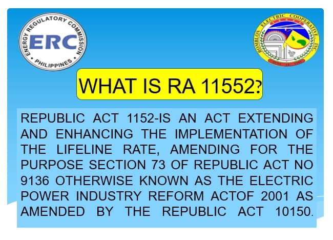 REPUBLIC ACT 11552…LIFELINE RATE!